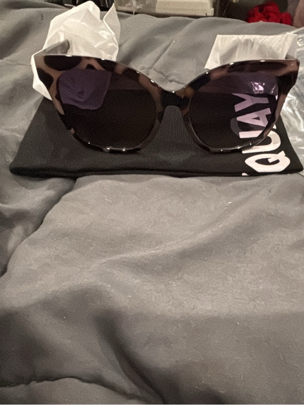 Quay Australia Tortoise Cat-Eye Sunglasses with Dark Lenses